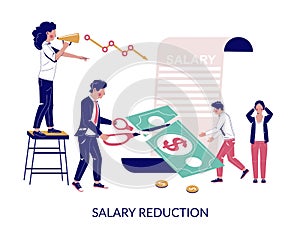Salary reduction, vector flat style design illustration