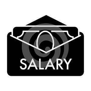 Salary vector icon. Black and white cash illustration. Solid linear money icon.