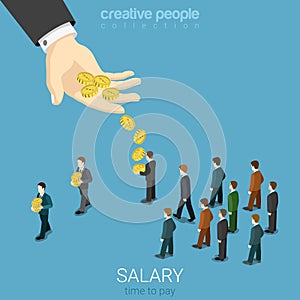 Salary wage business money businessmen flat vector isometric 3d