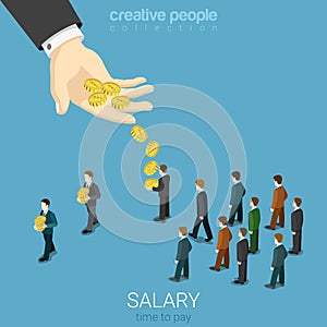 Salary wage business money businessmen flat vector isometric 3d photo