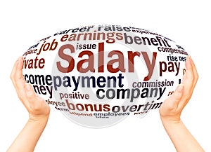 Salary word cloud hand sphere concept