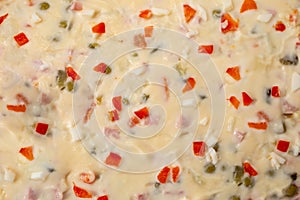 Salata de beouf , romanian holiday dish salad, pattern, abstract texture
