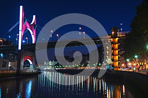 Salbeko zubia Bridge over Nevion River in Bilbao photo