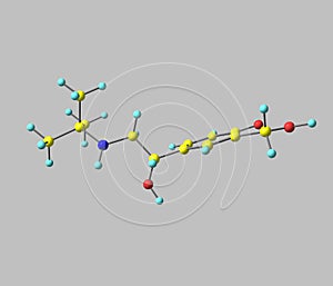 Salbutamol molecule isolated on grey photo