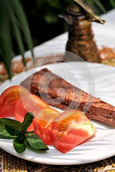 A sald with vegetables and fruit fresh and healthy food photo