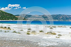 Salda Lake, Burdur, Turkey. Salda Lake became famous as Maldives of Turkey with white sand