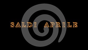 Saldi aprile fire text effect black background