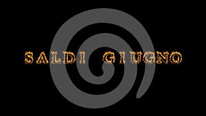 Saldi giugno fire text effect black background