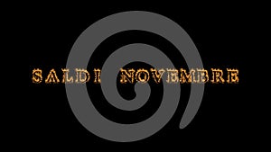 Saldi novembre fire text effect black background