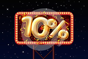 Sale 10 off ballon number on the Night Sky background.