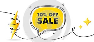 Sale 10 percent off discount. Promotion price offer sign. Continuous line art banner. Vector