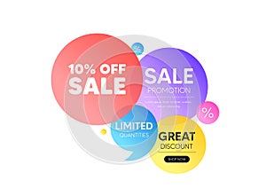 Sale 10 percent off discount. Promotion price offer sign. Discount offer bubble banner. Vector