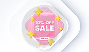Sale 10 percent off discount. Promotion price offer sign. Neumorphic promotion banner. Vector