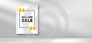 Sale 10 percent off discount. Promotion price offer sign. Photo frame banner. Vector