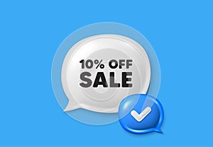 Sale 10 percent off discount. Promotion price offer sign. Text box speech bubble 3d icons. Vector