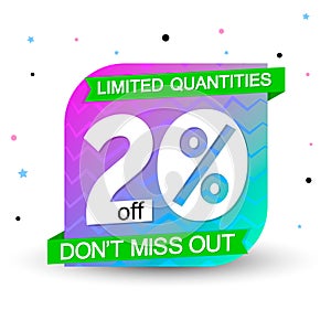 Sale 20% off, discount banner design template, donâ€™t miss out, promo tag, vector illustration