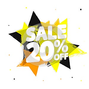 Sale 20% off, discount banner design template, promo tag, vector illustration