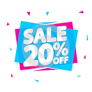 Sale 20% off, discount banner design template, promo tag, vector illustration