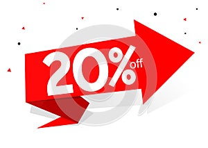 Sale 20% off, discount banner design template, promo tag, vector illustration