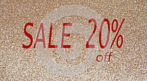 Sale 20 %off on gold background