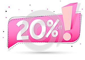 Sale 20% off, speech bubble banner design template, discount tag,vector illustration