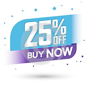 Sale 25% off, discount banner design template, promo tag, today offer, vector illustration