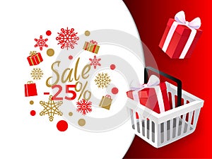 Sale 25 Percent, Shops Sellout of Products Gifts