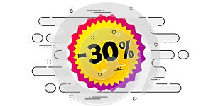 Sale 30 percent off banner. Discount sticker shape. Vector