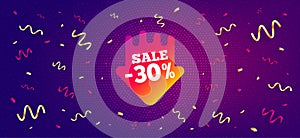 Sale 30 percent off sticker. Discount banner shape. Vector