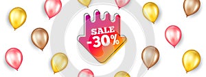 Sale 30 percent off sticker. Discount banner shape. Vector