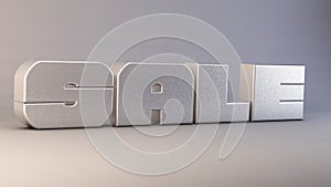 Sale 3d metal text isolated on white