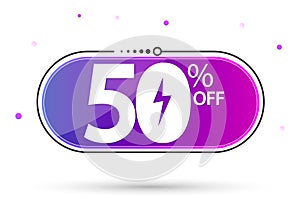 Sale 50% off, banner design template, discount tag, app icon, end of season, vector illustration