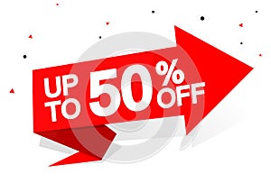 Sale 50% off, banner design template, discount tag, app icon, end of season, vector illustration