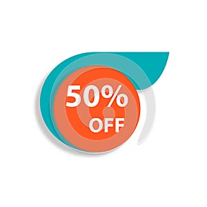 Sale 50% OFF discount sticker icon vector green and orange tag discount offer price label for graphic design, logo, web site,