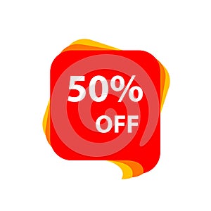 Sale 50% OFF discount sticker icon vector Red tag discount offer price label for graphic design, logo, web site, social media,