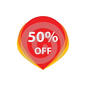 Sale 50% OFF discount sticker icon vector Red tag discount offer price label for graphic design, logo, web site, social media,