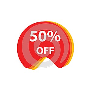 Sale 50% OFF discount sticker icon vector Red tag discount offer price label for graphic design, logo, web site, social media,