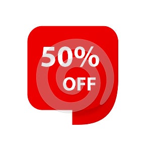 Sale 50% OFF discount sticker icon vector Red tag discount offer price label for graphic design, logo, web site, social media,
