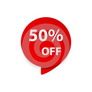 Sale 50% OFF discount sticker icon vector Red tag discount offer price label for graphic design, logo, web site, social media,