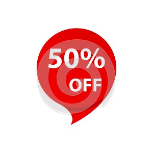 Sale 50% OFF discount sticker icon vector Red tag discount offer price label for graphic design, logo, web site, social media,