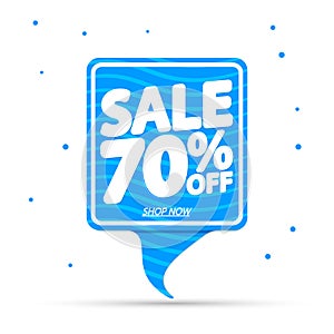 Sale 70% off, offer speech bubble banner design template, discount tag, app icon, end of season, vector illustration