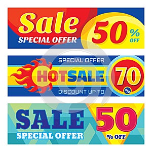 Sale abstract vector banner ser - discount up to 50% - 70%. Sale vector banners. Sale abstract background. Super big sale design. photo