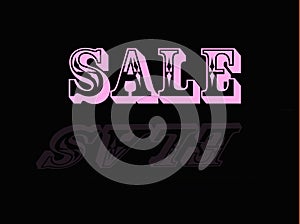 Sale ad Pink text sale reflection on black