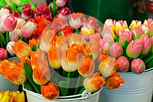 Sale of artificial souvenir Dutch tulips, the Netherlands