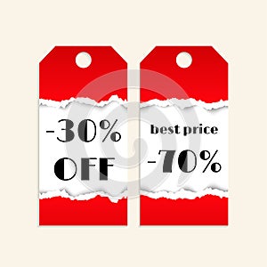 Sale background with red torn paper texture