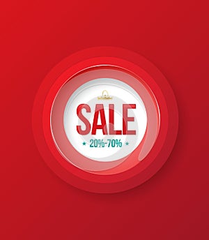 SALE baner circle on red background.