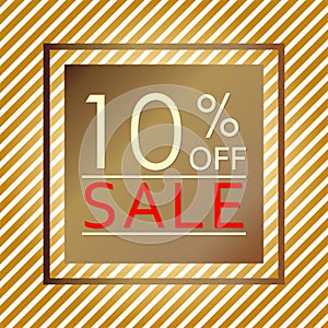 Sale banner with 10 percent price off. Sale and discount tag template. Vector illustration.