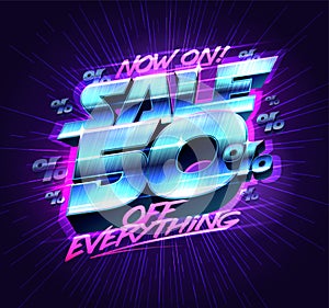 Sale banner -50% off everything, vector poster