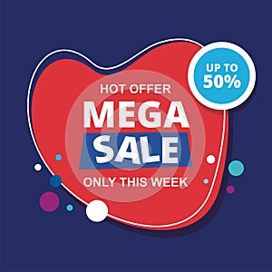 Sale Banner - Label Template with flat Design