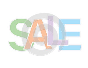 Sale banner pastel text isolated